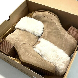 Koolaburra by Ugg Dianna faux fur women bootie size 11 color taupe